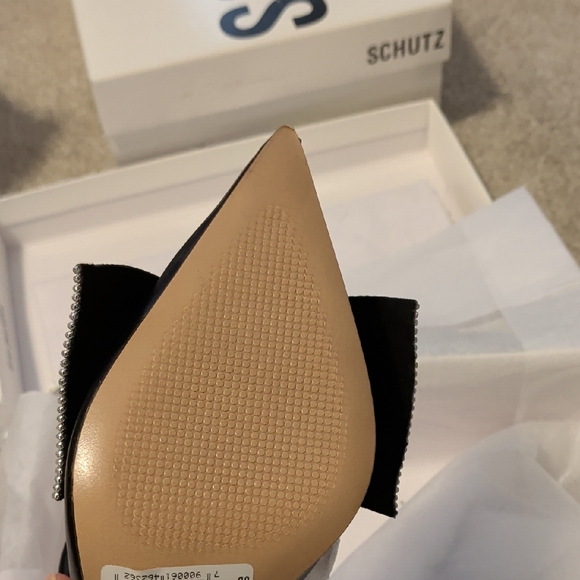SCHUTZ Black Heels with Silver Bow - Picture 7 of 7